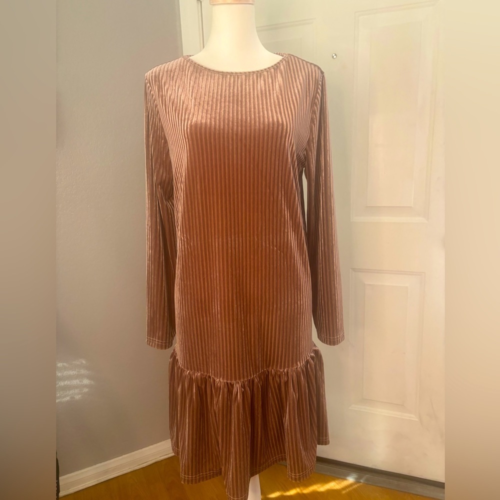 SHEIN | nwt size large | dusty rose velvet long sleeve minidress